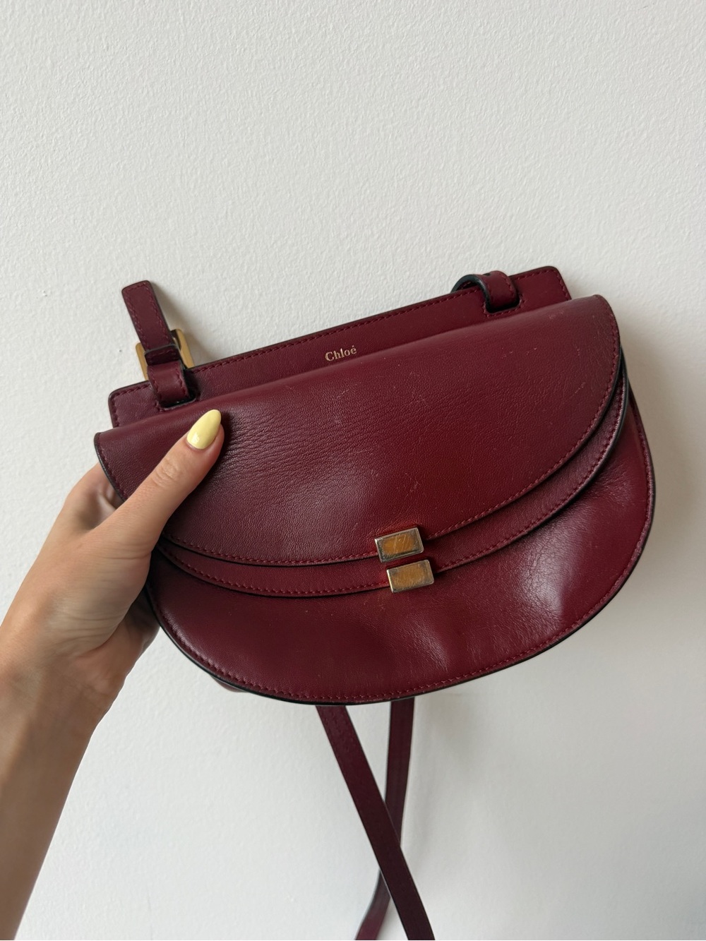 Authentic Chloe Burgundy Leather Crossbody Bag